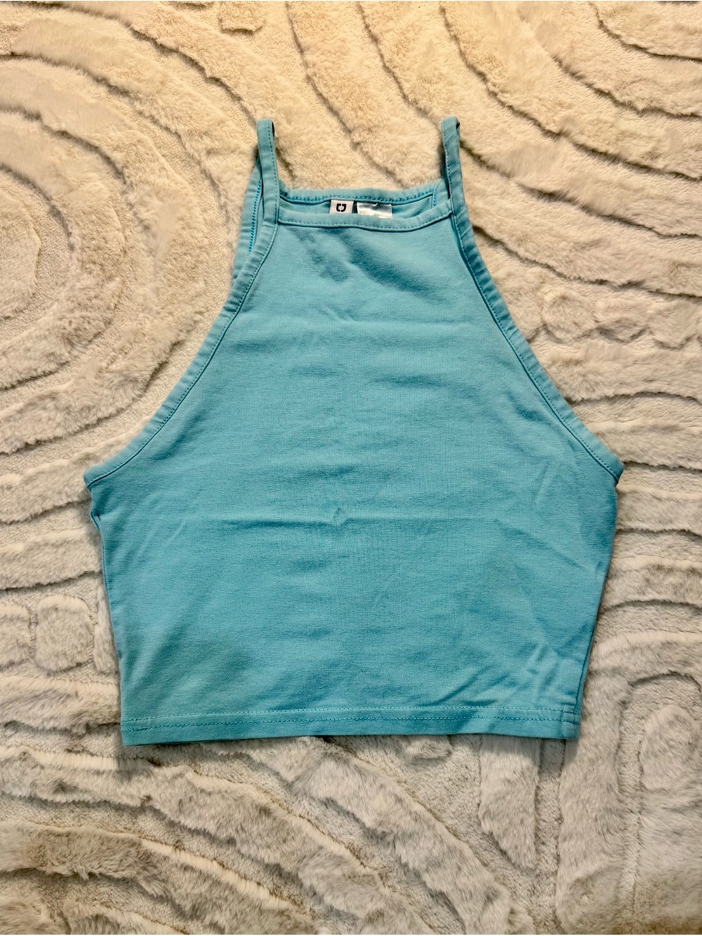 H&M Aqua High-Neck Crop Tank